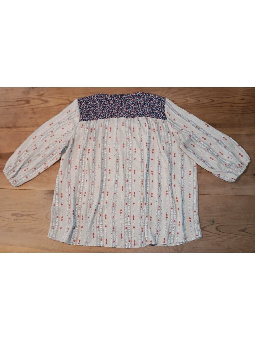 Weekend Suzanne Betro Womens Plus 2X Tunic Top 3/4 Sleeve Scoop Neck Floral Geo - Picture 4 of 8